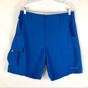 Columbia PFG Omni-Shade Fishing Shorts Blue Pocket